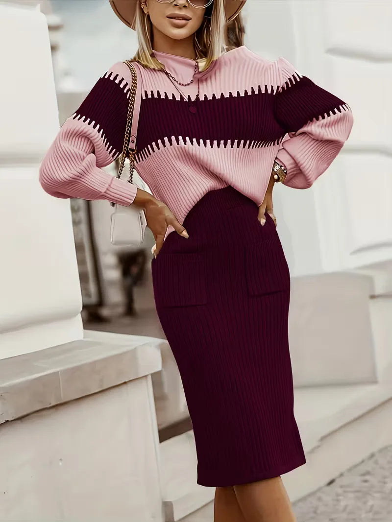 Ensemble deux pièces avec texture côtelée