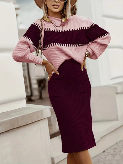 Ensemble deux pièces avec texture côtelée