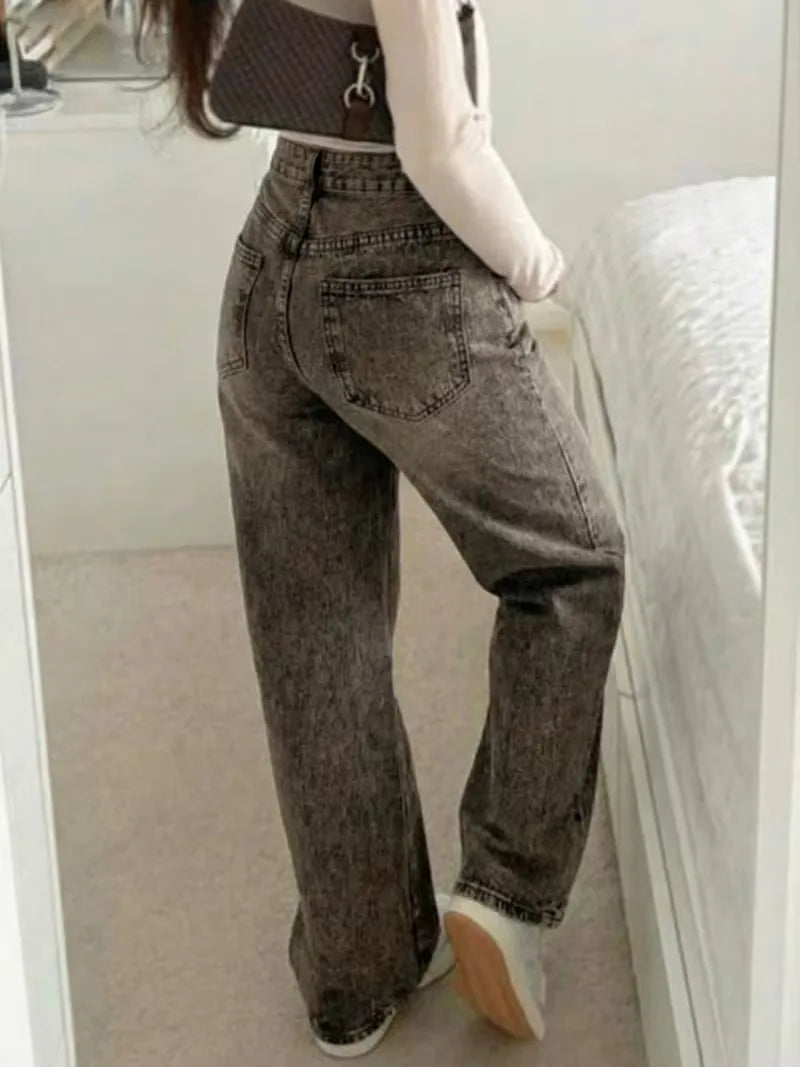 Jean droit taille mi-haute