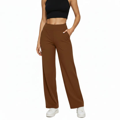 Straight Leg High Waist Trousers with Pockets