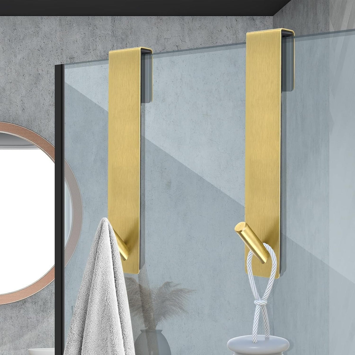 Modern Steel Glass Door Hooks Set – Stylish, Silent and Practical