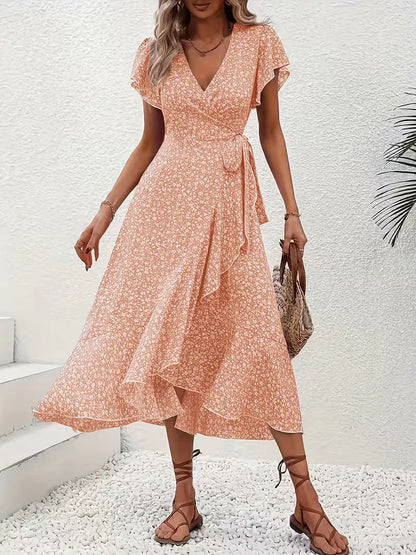 Robe portefeuille à fleurs