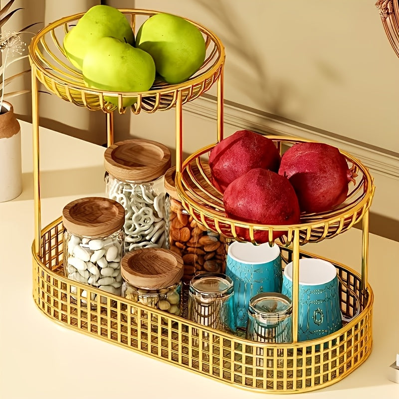 GoldenTier fruitschaal met 3 etages – Elegant en praktisch