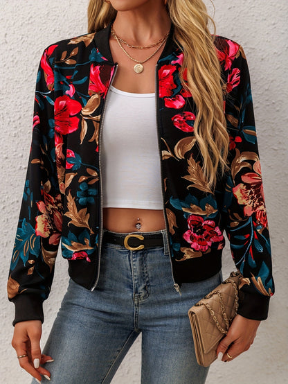 Chaqueta bomber floral elegante – Moderna y cómoda para primavera y otoño