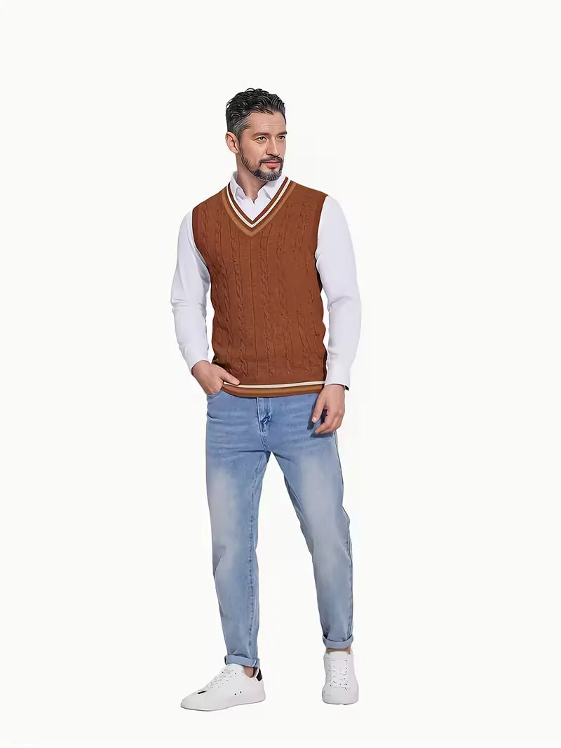 Gilet sans manches en tricot avec col en V