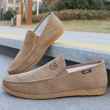 Loafers with corduroy upper