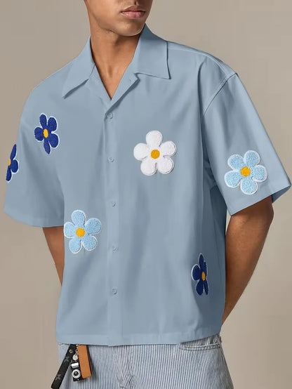 Chemise à manches courtes avec fleurs
