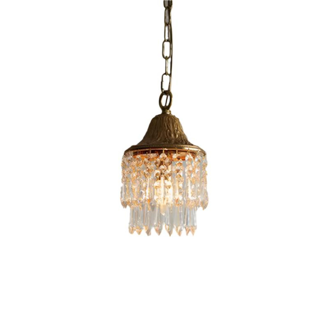 Luxury Gold Pendant Light with Crystal Drop Shape – 1 Light Point