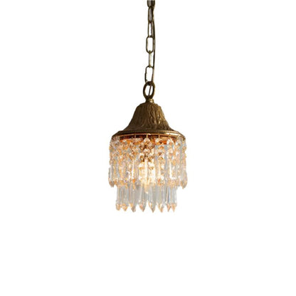 Luxury Gold Pendant Light with Crystal Drop Shape – 1 Light Point