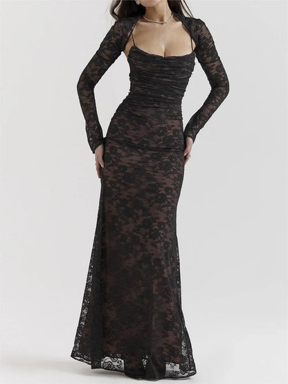 Maxi Dress with Cord and Lace - Ariella