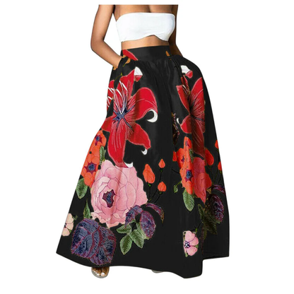 High-Waisted Skirt for Women with Floral Pattern