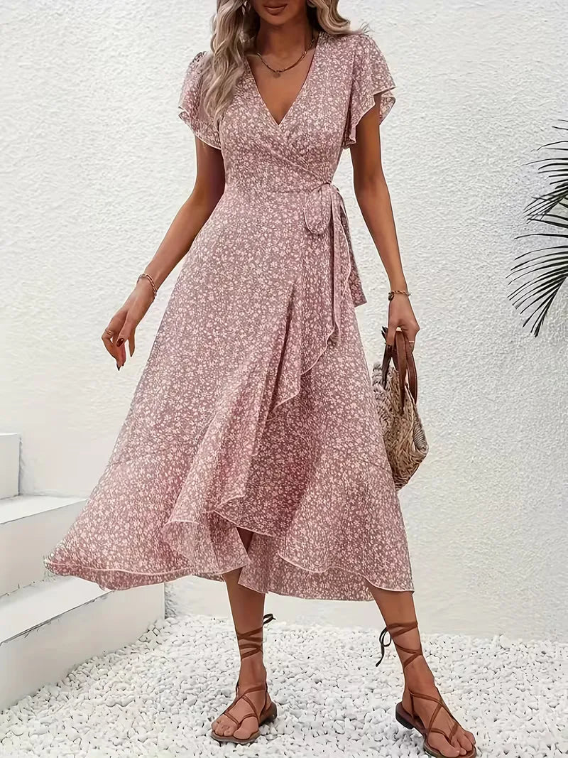 Robe portefeuille à fleurs