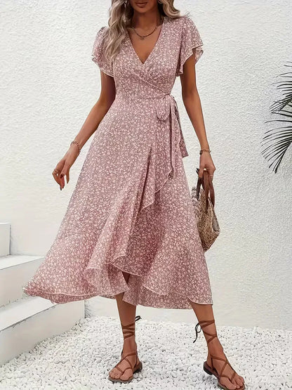Robe portefeuille à fleurs