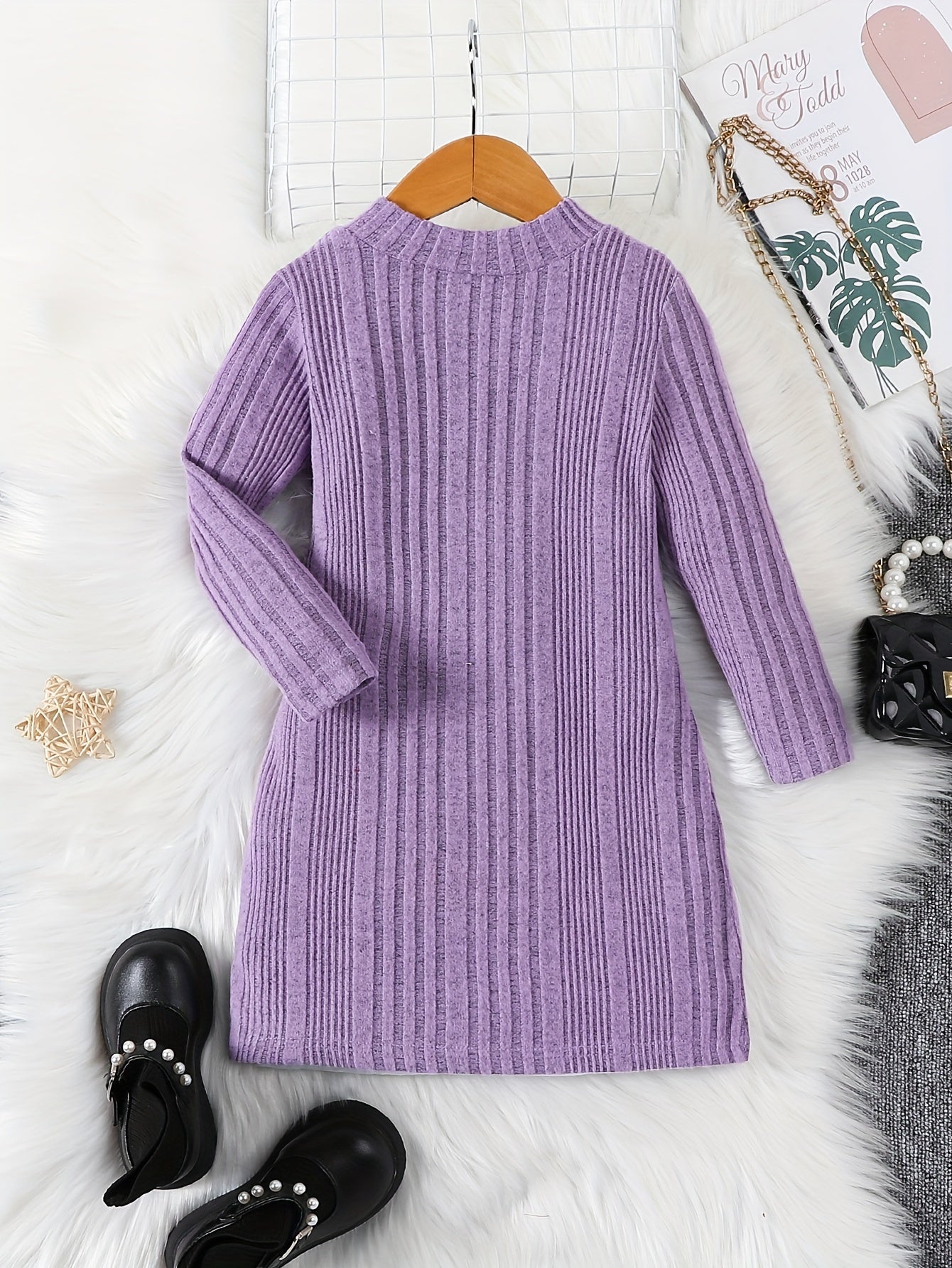 Girls' Long Casual Knitted Thermal Jumper with Round Neck for Winter - Jennida