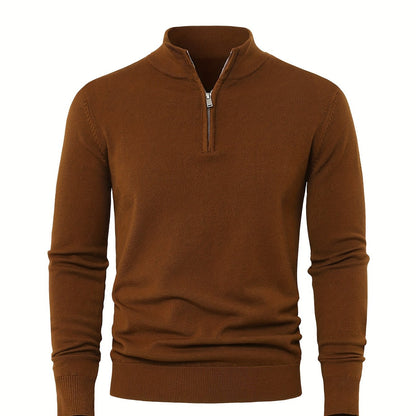 Gestrickter Herrenpullover mit Reißverschluss – warmes Modell mit Stehkragen für Herbst und Winter