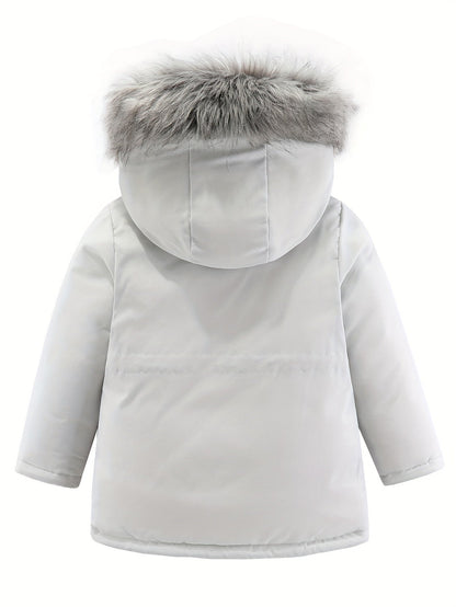 Quilted Winter Parka with Faux Fur for Girls - Jezen