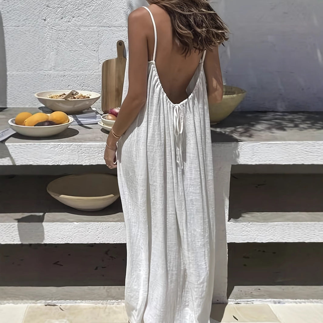 Women’s Backless Loose Fit Long Home Dress