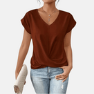 Ladies V-Neck Blouse with Draped Hem