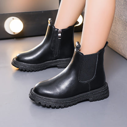 Vintage-robuste Stiefeletten mit Reißverschluss für Mädchen – Eisblau