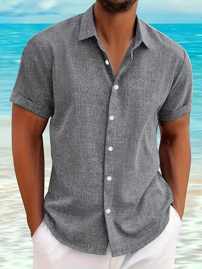 Chemise à manches courtes coupe régulière avec col en V