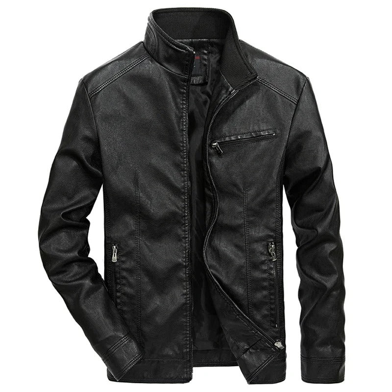 Leather jacket for men - spring jacket for men - with zip