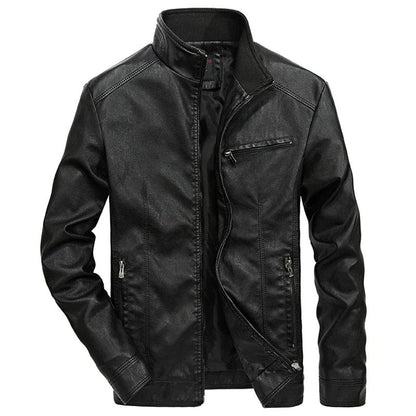Leather jacket for men - spring jacket for men - with zip