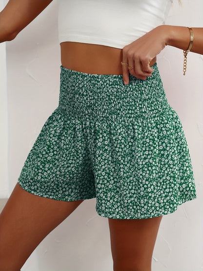 Leichte Damenshorts für den Sommer mit Blumenmuster und bequemem elastischem Bund
