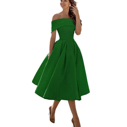Off Shoulder Evening Dress for Women with Midi Skirt