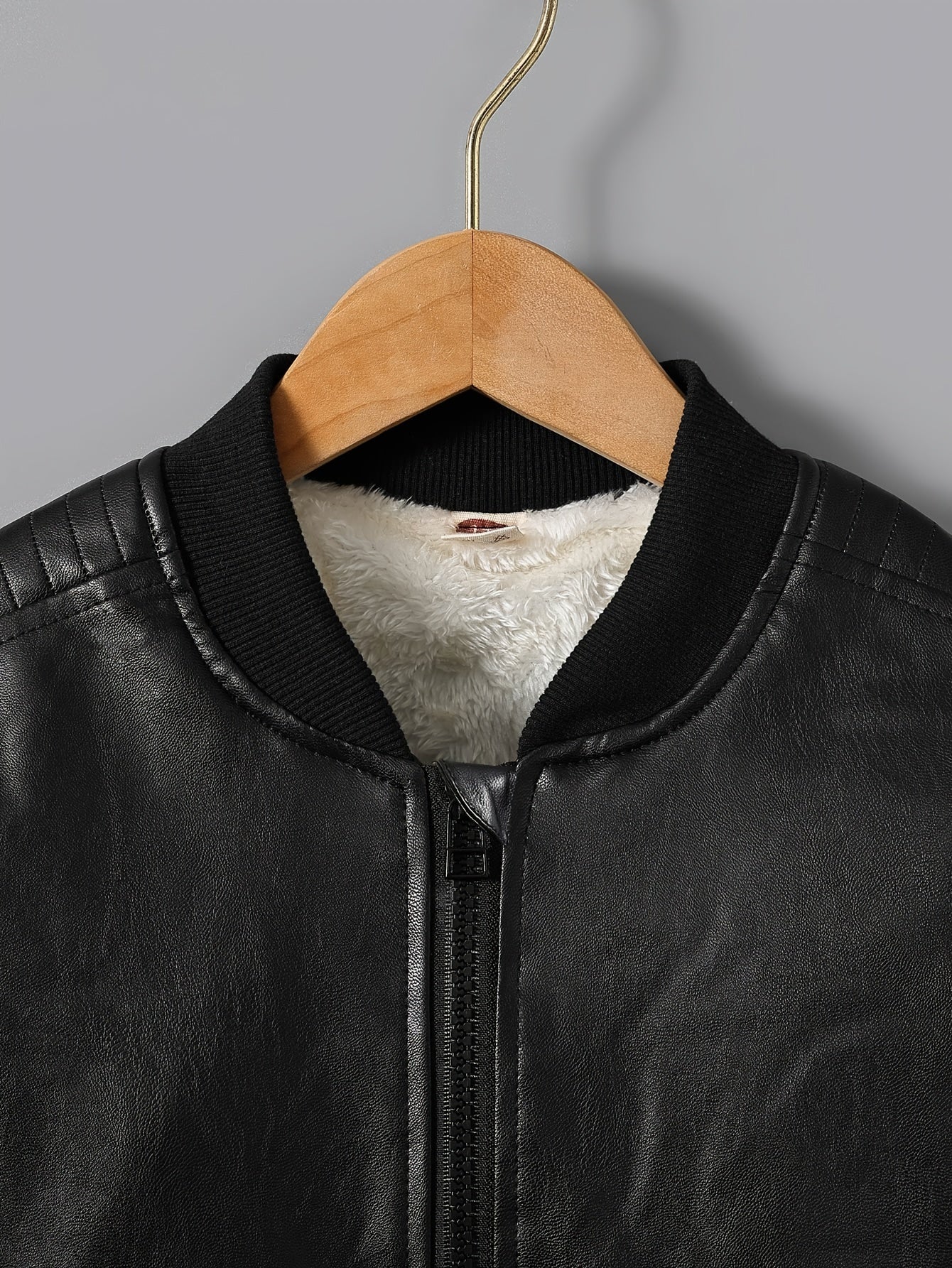 Faux leather boys' jacket with fleece lining - Cholo