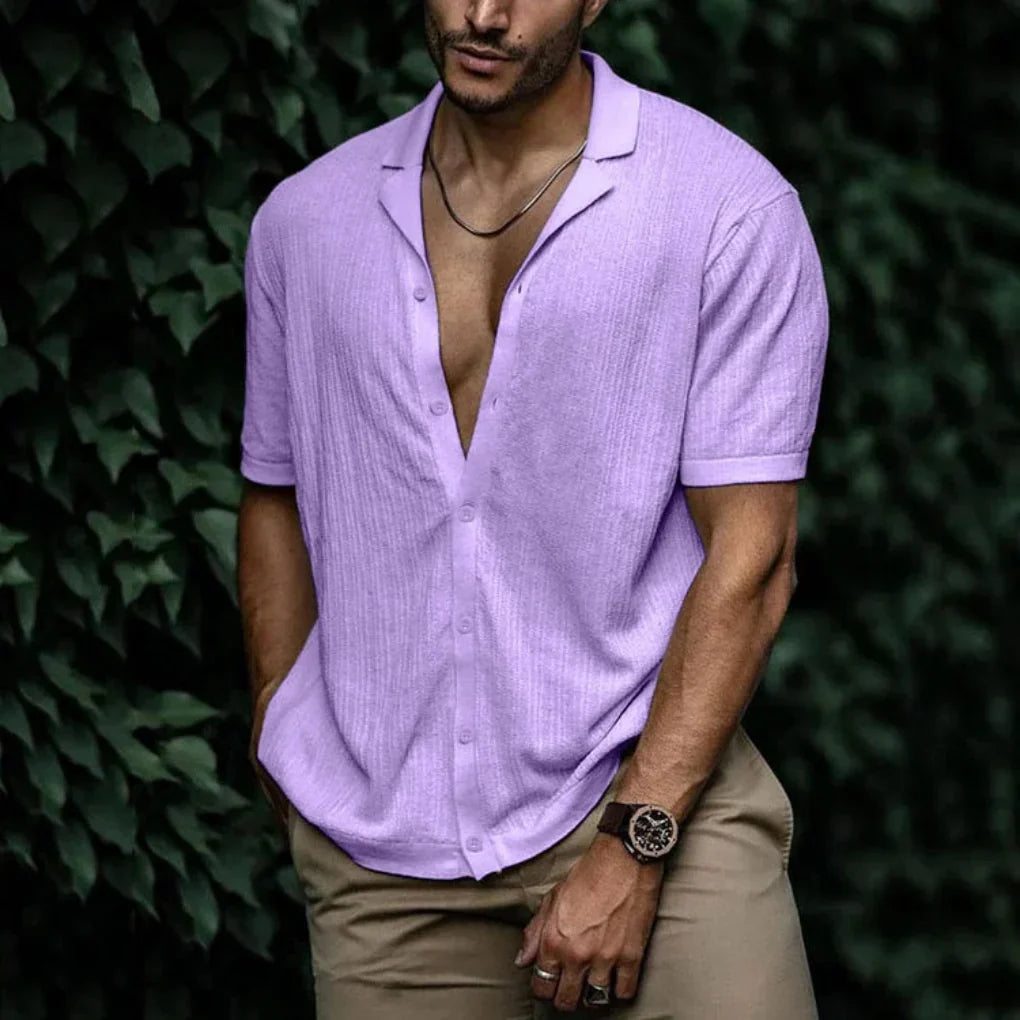 Men's Linen Summer Shirt with Button Closure