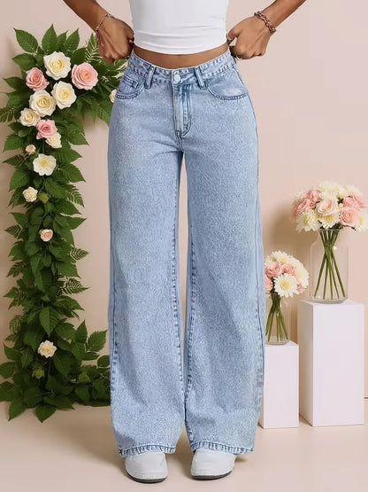 Jean à jambes larges avec taille haute