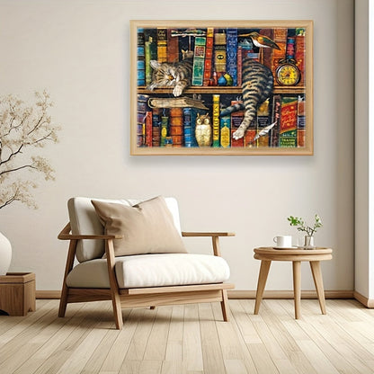 Puzzle mit Katze auf einem Bücherregal – Für Puzzlefans und Katzenliebhaber