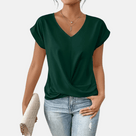 Ladies V-Neck Blouse with Draped Hem