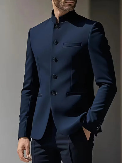 Blazer ajusté avec col mandarin