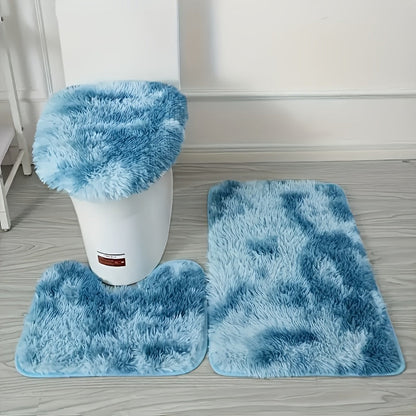 3-piece bathroom mat set with geometric pattern – Soft and non-slip