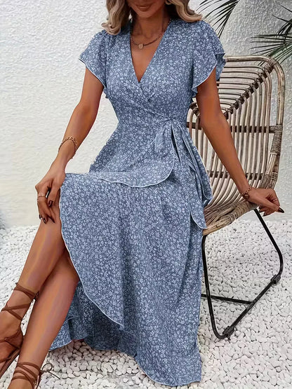 Robe portefeuille à fleurs