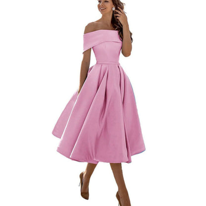 Off Shoulder Evening Dress for Women with Midi Skirt