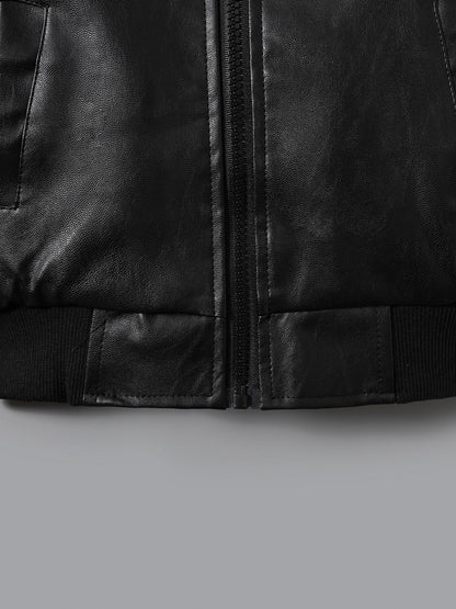 Faux leather boys' jacket with fleece lining - Cholo