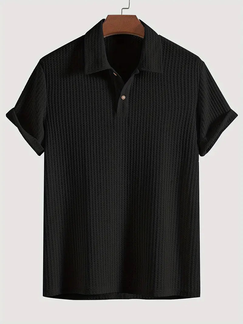 Polo casual da uomo con motivo a coste e comfort traspirante per l'estate