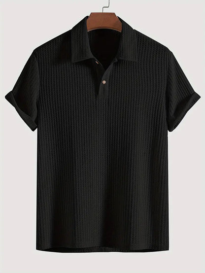 Polo casual da uomo con motivo a coste e comfort traspirante per l'estate