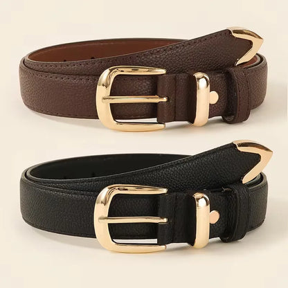 Narrow belt with gold buckle