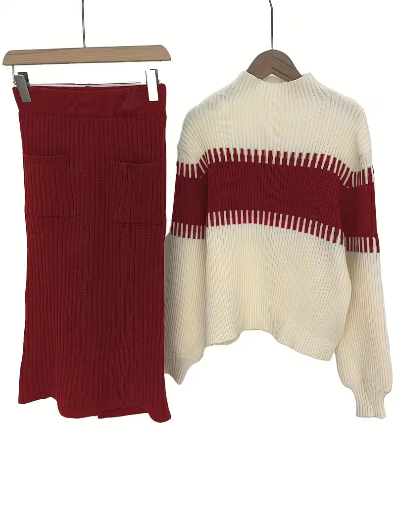 Ensemble deux pièces avec texture côtelée