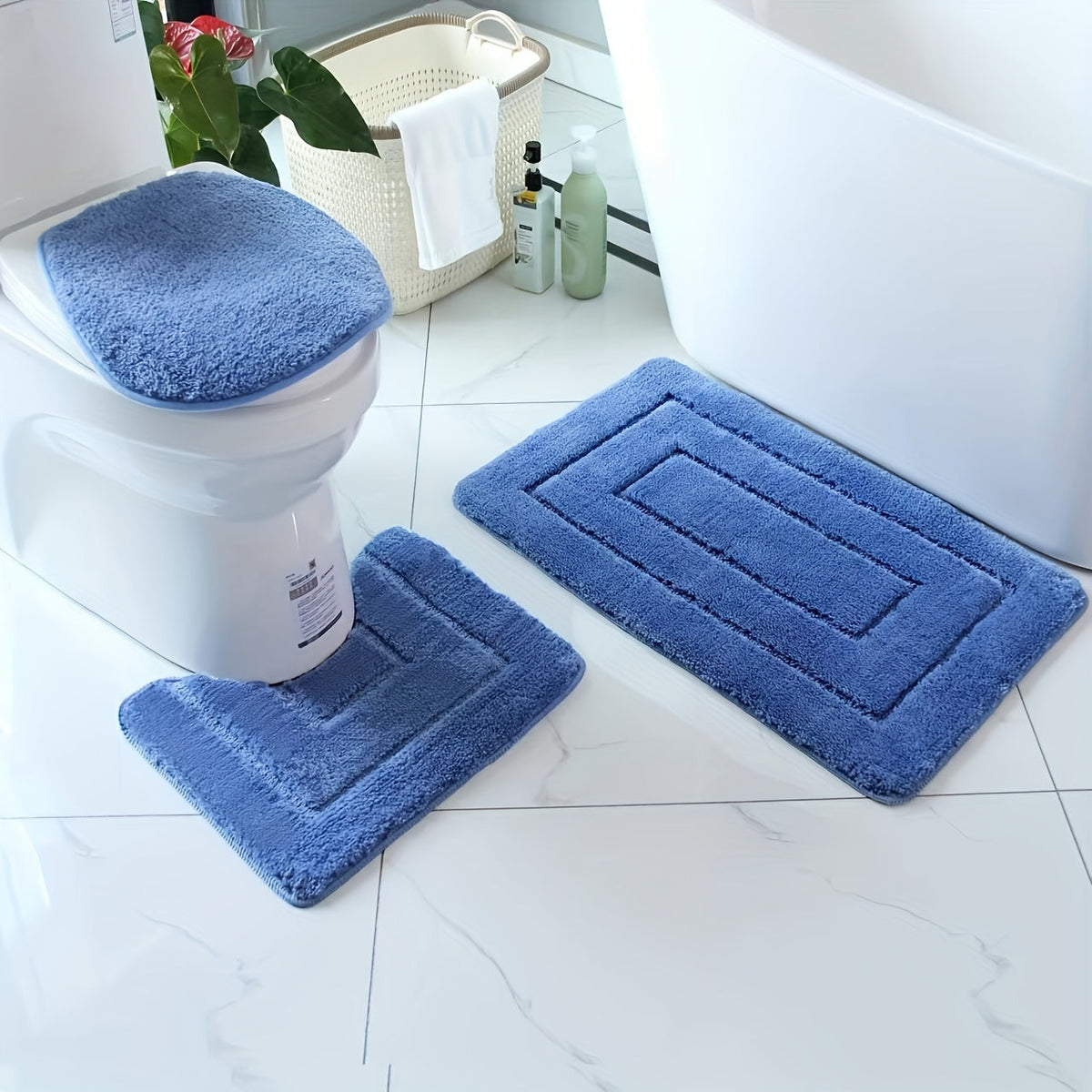 Juego de 3 alfombrillas de baño de microfibra ultrafina – De secado rápido y absorbentes
