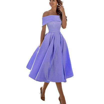 Off Shoulder Evening Dress for Women with Midi Skirt