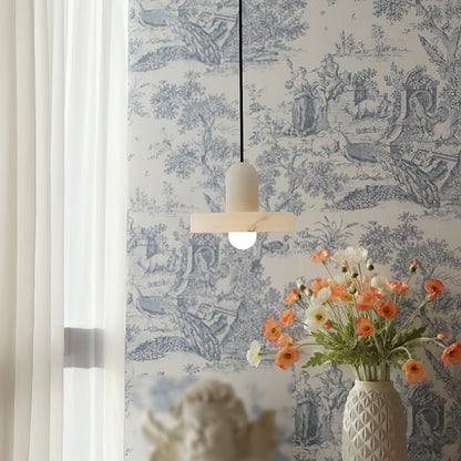 Modern White Alabaster Pendant Lamp with Marble Shade