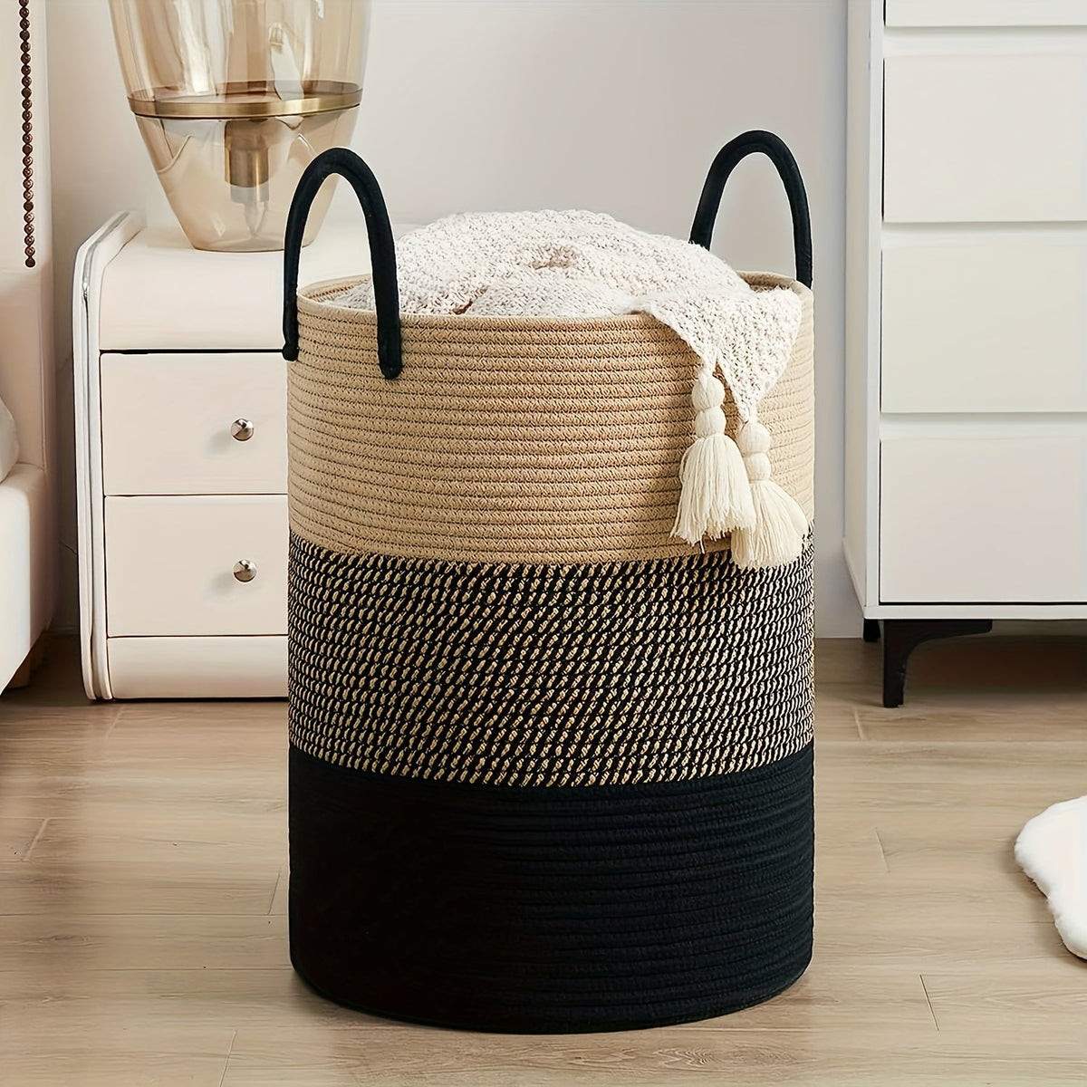 Stylish Two-Tone Laundry Basket - Space for More, Handy and Durable