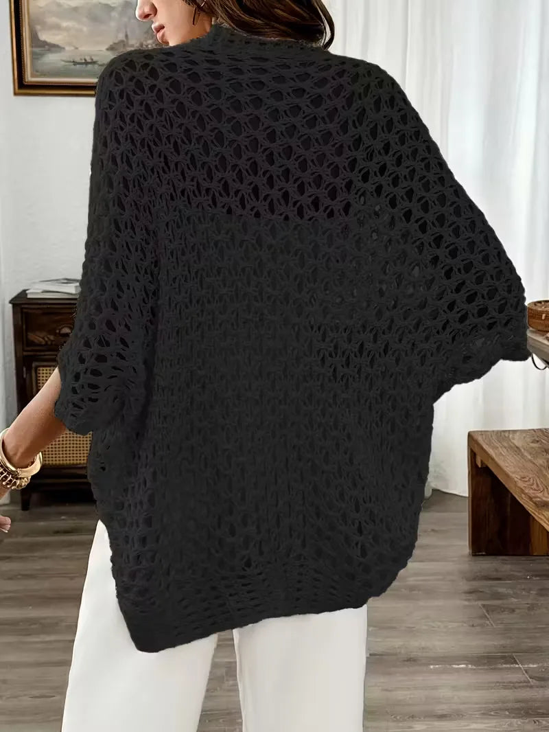 Oversized cardigan with hollow-out design