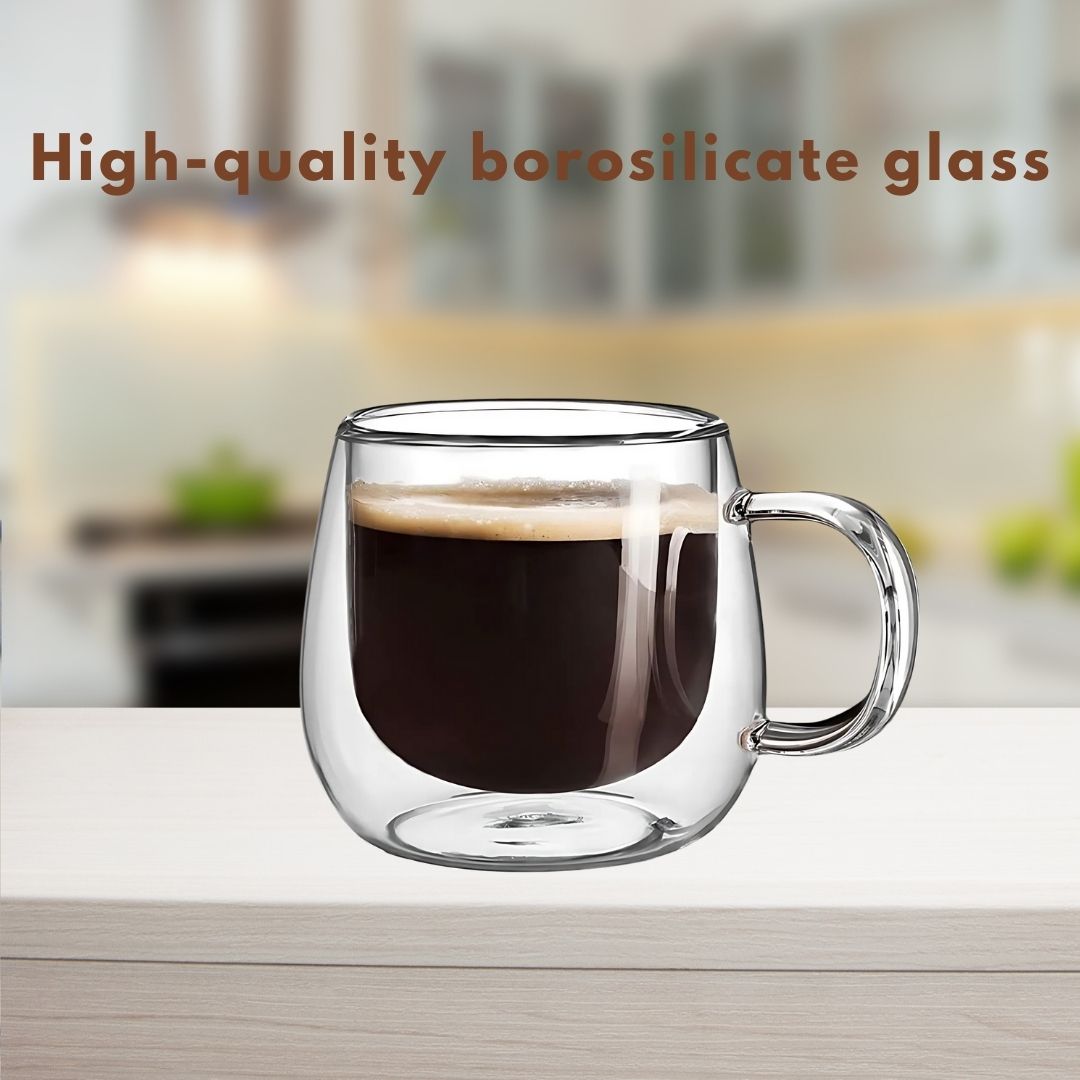 Double-Walled Glass Mugs with Insulation for Hot and Cold Drinks