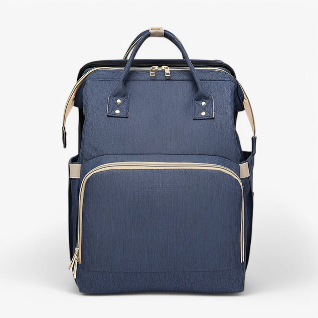 2-in-1 diaper bag with retractable crib
