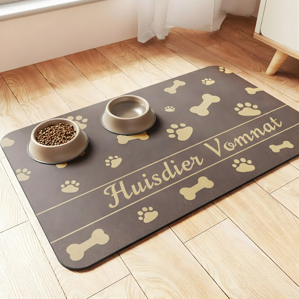 Pet Feeding Mat - Absorbent Pet Placemat for Food and Water Bowls